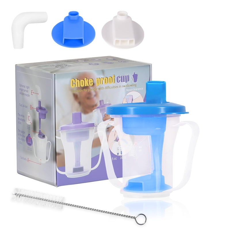 Ehucon Dysphagia Regulating Drinking Cup Prevent Choking for DysphagiaDementiaElderlyDispenses 510cc or 1015cc of Liquid Each timeSpillProof BluePack of 1 Count